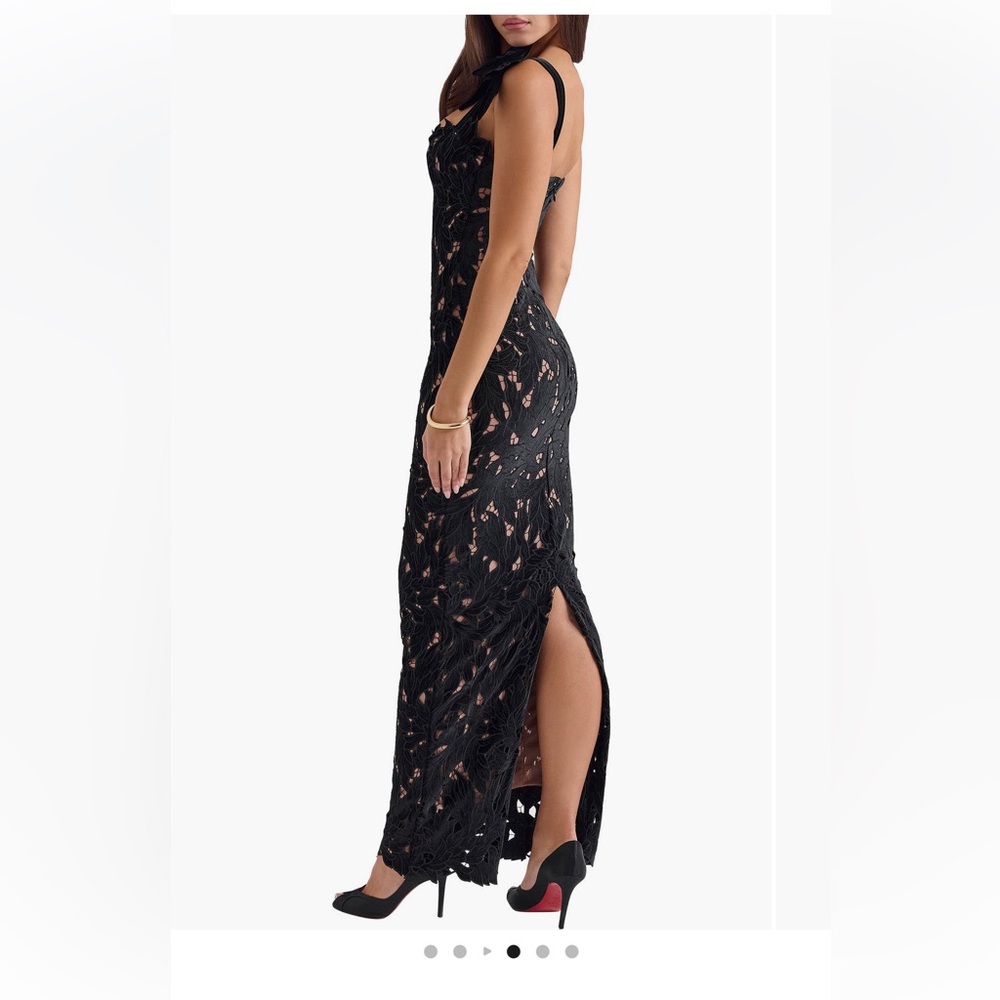 House of CB Black Tiff Velvet Lace Gown - Picture 3 of 5